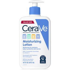 CeraVe Baby Lotion, Gentle Baby Skin Care with Ceramides, Niacinamide & Vitamin E, Fragrance, Paraben, Dye & Phthalates Free, Lightweight Moisturizer, 16 Ounce (16 Fl Oz (Pack of 1))