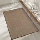 chakme Bathroom Rugs Mat 32x17, Ultra Thin Non Slip Bath Mat Quick Dry Absorbent Bath Mat for Bathroom Floor, (Dark Beige, 32"x17")