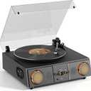RetroAudio Vinyl Record Player Turntable, 4 Speakers and Amber Lights
