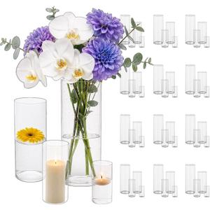 Sandraheer 48 Pack Clear Glass Cylinder Vases for Wedding Centerpiece Decor