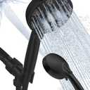 High Pressure Shower head with Handheld 7 Modes, Built-in Power Wash to Clear Tub. Tile & Pets, 5 High Flow Hand Held Hydro Rain Showerhead with Stainless Steel Hose and Adjustable Bracket-Matt Black