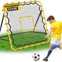 3.7 x 3.7 FT Rebound Net, with Pitching Target for Soccer, Baseball and Volleyball, Adjustable Pitching Rebound Net, Yellow