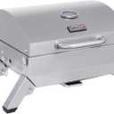 Royal Gourmet GT1001 Stainless Steel Portable Grill, 10000 BTU BBQ Tabletop Gas Grill with Folding Legs and Lockable Lid, Outdoor Camping, Deck and Tailgating, Silver