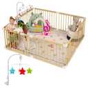Wooden Baby Playpen for Babies and Toddlers, Large Wooden Baby Playpens with Toys, Portable Play Pen, Easy Assembly Fence Play Area for Indoor(59 * 59in)