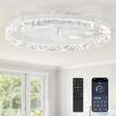 ZMISHIBO Ceiling Fans with Lights | 24 inch Low Profile Ceiling Fan with Light and Remote | 3CCT Dimmable Modern Flush Mount Bladeless Fan Light with High Airflow for Living Room Bedroom Kitchen (White)