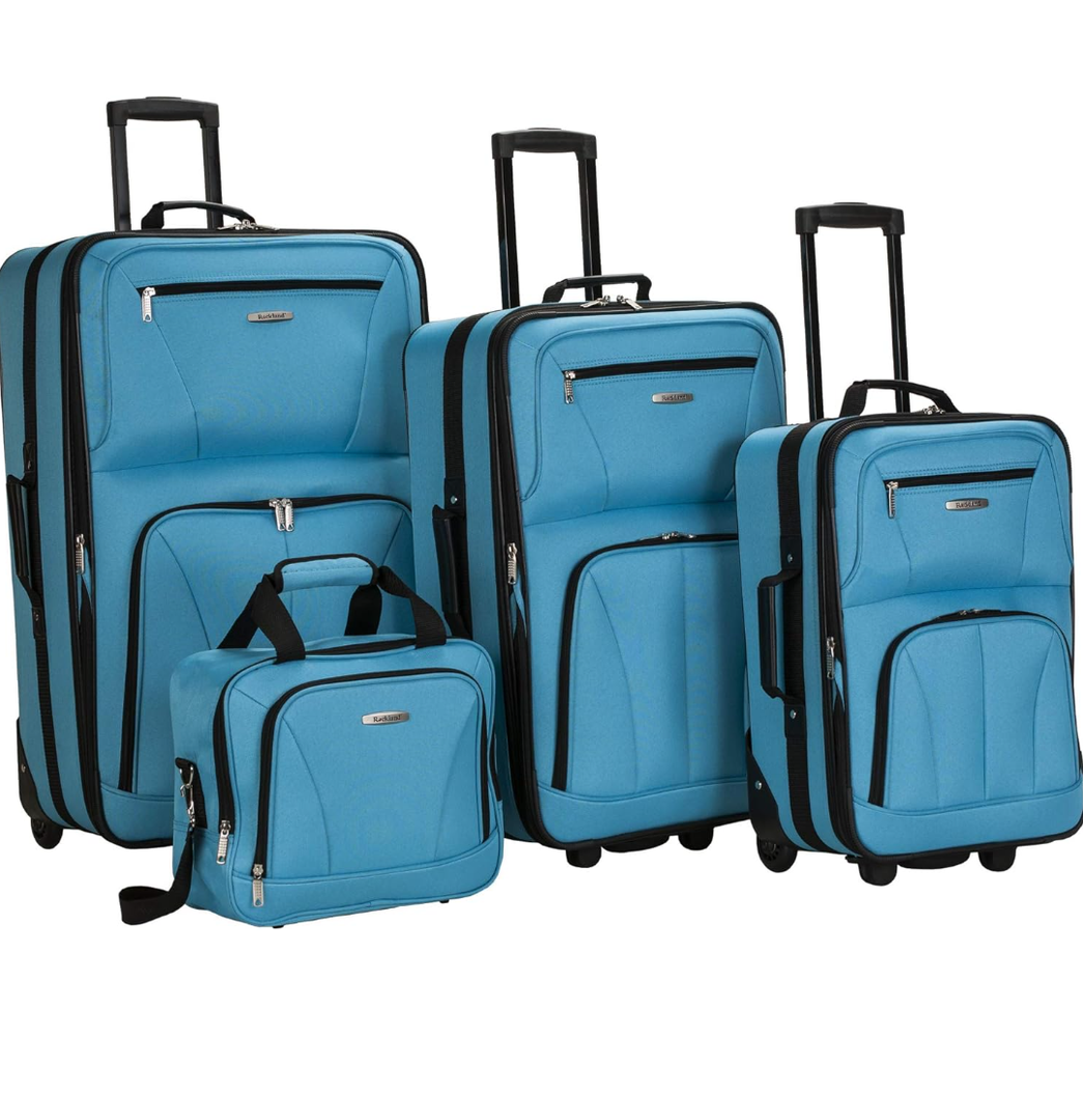 Rockland Journey Softside Upright Luggage Set,Expandable, Turquoise, 3-Piece (/19/24/28)