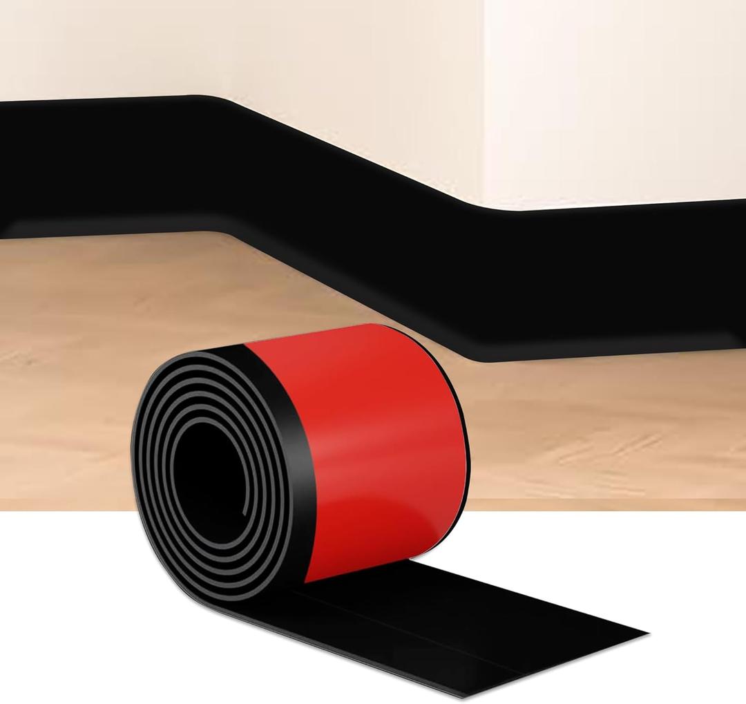 Black Wall Molding Trim 4 Inch x 10 Feet, Wall Base Baseboard Molding Trim Flexible Self Adhesive Rubber Wall Base Moulding Trim Peel and Stick Design Home Decoration Skirting Line