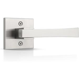 1 Pack Dummy Door Handles,Stain Nickel Square Door Levers,Non-Turing Single Side Knob Pull for Closet French Doors