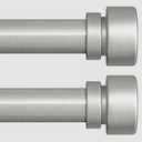 Lootkell 2 Pack Modern Silver Curtain Rods Set for Windows 28 to 48 Inches Adjustable Length Heavy Duty 1" Diameter Window Curtain Rod with Decorative Finials for Outdoor Bedroom Kitchen Living Room