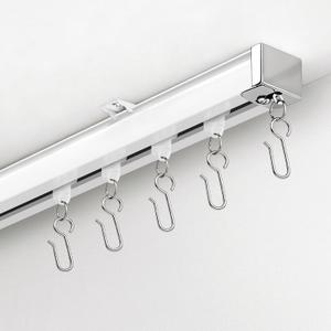 TEAKMAMA Ceiling Curtain Track with Roller Hooks and Clips,White,3ft-6ft