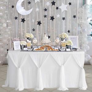9ft Table Skirt White Tulle Tablecloth Tutu Table Skirt for Wedding Bridal Baby Shower Birthday Party Cake Dessert Buffet Banquet Decorations (108" x 30" (9FT))