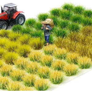 Warmtree 80 Pcs Static Grass Tuft Flower Cluster Vegetation Groups Self Adhesive Artificial Model Grass Shrubs for Train Landscape Railroad Scenery Model Miniature Bases and Dioramas