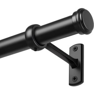 Black Curtain Rod 72-144 Inch, 1" Diameter Curtain Rods for Windows, Heavy Duty Long Drapery Rod with Brackets for Bedroom, Living Room, Kitchen, Patio