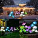 Aolyty Solar Garden Lights Outdoor, Solar Hydrangea Lights IP65 Waterproof LED Flowers Stake Lights 2 Pack for Garden Pathway Patio Backyard Landscape Decorative (White)