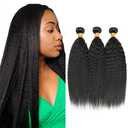 Human Hair Bundles #1B Yaki Straight Bundles 18 18 18 Inch Unprocessed Brazilian Virgin Hair Natural Color 3 Bundle 50 Gram Per Bundle Deals Quick Weave Hair Extensions