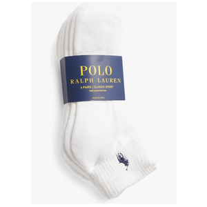 Polo Ralph Lauren Mens Low Cut Socks (Sock Size 6-13, White 6 Pairs)
