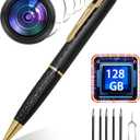 GIAOQ 128G Spy Camera, 1080P Mini Hidden Camera Pen with 300 Minutes Battery Life, Nanny Camera, Portable Nanny Video Recorder-One Button Security Camera for Home, Office