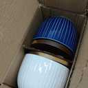 Ceramic Salt and Pepper Bowls: 10 oz Stackable Spice Cellar with Wooden Lid - Stacked Seasoning Storage Containers for Kitchen Countertop - Navy & White, Set of 2