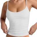 PINKMSTYLE Women's Basic Double Lined Scoop Neck Tank Tops Adjustable Cami Tank Summer Sleeveless Tops, Small