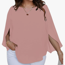 SCOMCHIC Plus Size Blouses for Women Summer Chiffon 3/4 Sleeve Tunic Tops Dressy Scoop Neck Casual Loose Flowy Shirts XL