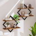 CHOEZON Floating Shelves, Set of 2 Wall Shelves, 2-Tier Hanging Shelves, Wall Shelf Set of 2, Wall Mounted Shelves, for Living Room, Bedroom, Kitchen, Office, Study, Rustic Brown TBJ01P2BF, 15.0"l X 5.5"w X 15.0"h