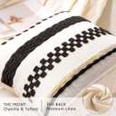 Boho Throw Pillow Covers 18x18 Set of 2 Farmhouse Decorative Cushion Case Striped Square Pillows Cover Chenille Pillow Cases Accent Neutral Pillowcase for Sofa Couch Bed, Black
