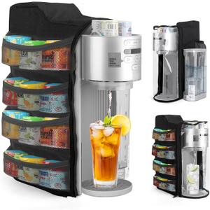 Soda Machine Dust Cover for Ninja Thirsti Max Custom Hydration System, Soda Maker WC2002, Cover Bag with Storage Pockets Compatible with Ninja Thirsty, Flavored Water Drops(Black)