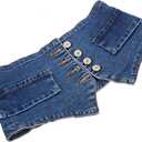 Elegant Wide Denim Waistband Corset Women's Belt Cinch Button Dress Waist Cinch Belt