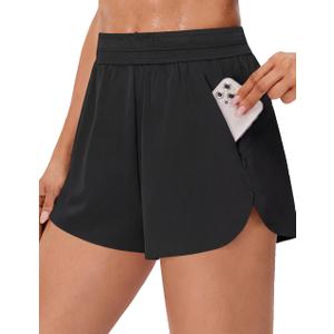 BMJL Black Shorts Women with Side Pockets 2.5" High Waisted Athletic Shorts for Women Breathable Yoga Shorts(XL,Black) (Black, XL)