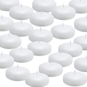 Tuyai (Set of 36) Floating Candles, 3 inch White Dripless Wax Burning Candles, for Weddings, Party, Special Occasions and Home Decorations, White