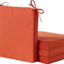 Outdoor 18 inch Square Patio Dining Chair Pads Comfortable Fiber-Filled Seat Cushions with Ties, Reversible Polyester Fabric - Rust, Set of 4