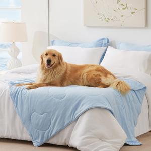 Cooling Blanket for Large Dogs - High Q-MAX 0.4+ Cold Washable Pet Mat, Travel Soft Dog Summer Essentials, Blue, 40"x50"