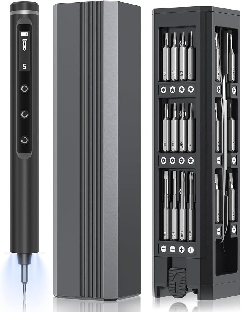 3.7V Mini Electric Screwdriver,Cordless Precision Screwdriver Set,50 in1 Magnetic Bits,Small Repair Tool Kit with Magnetic Storage,5 Torque, LED Display for Electronics Computer,Phone,Glasses,Watch