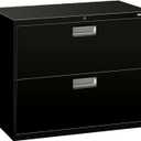HON 2 Drawer Lateral File Cabinet with Lock, Metal Filing Cabinets for Offices, Hanging Files, and Under Desk, 18" Deep, Black