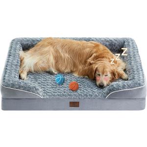 WNPETHOME Jumbo Orthopedic Dog Bed, Great Dane Dog Beds for Giant Dogs, Bolster Dog Sofa BedWaterproof Dog Couch for Pet Sleeping, Pet Bed for Large Dogs (54.0"L x 36.0"W x 7.0"Th, Grey)