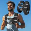 Zikopomi Weighted Vest Woman Man, Weight Vest with Reflective Stripes for Workout, Strength Training, Running, Fitness, Muscle Building, Weight Loss, Rucking Vest (Black) 25LB