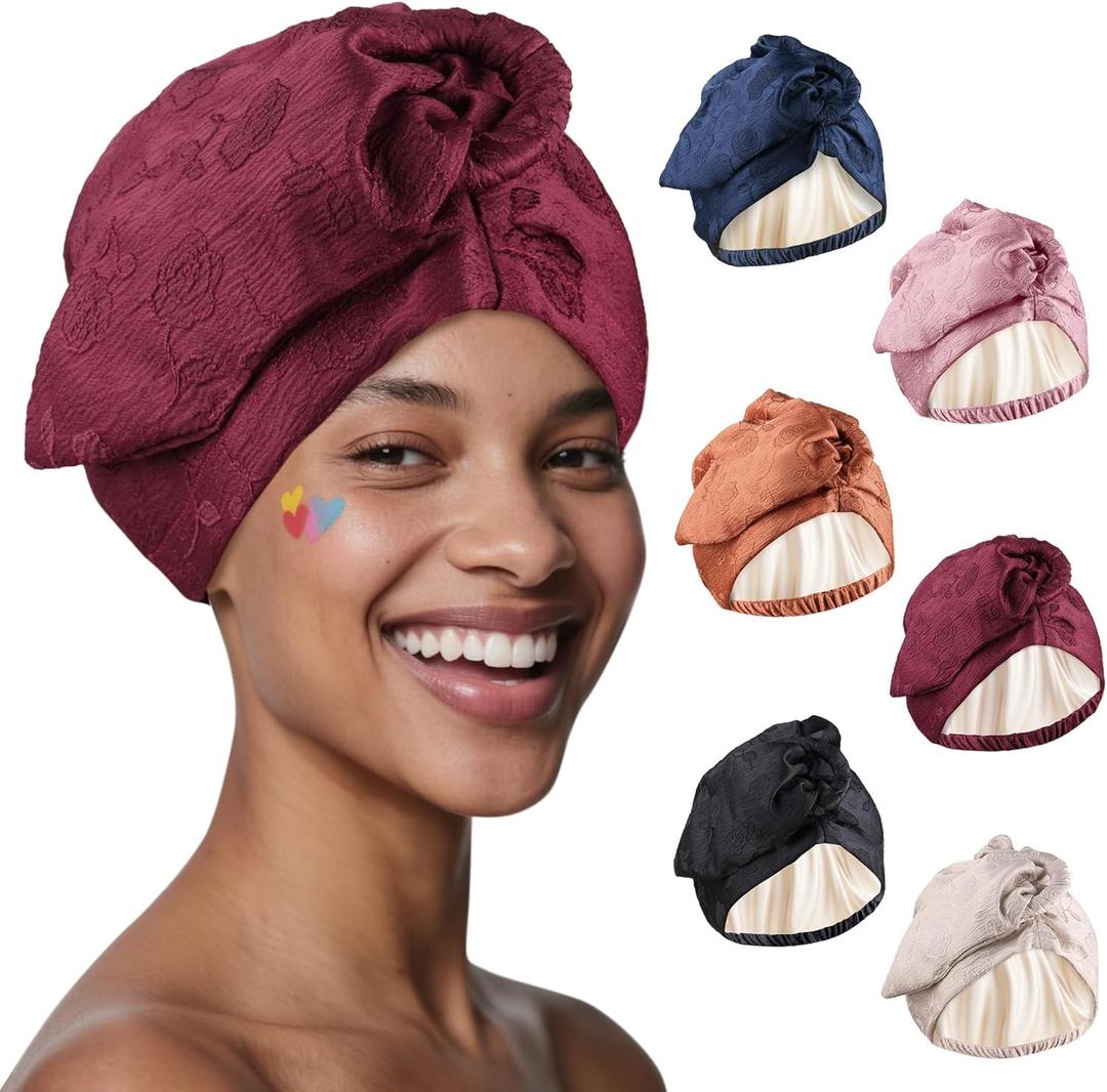 Babalet Satin Lined Turban Pre-Tied Head Wraps for Women Turban Wrap Hat Beanie Cap for Thick Curly Hair Long Large Braid
