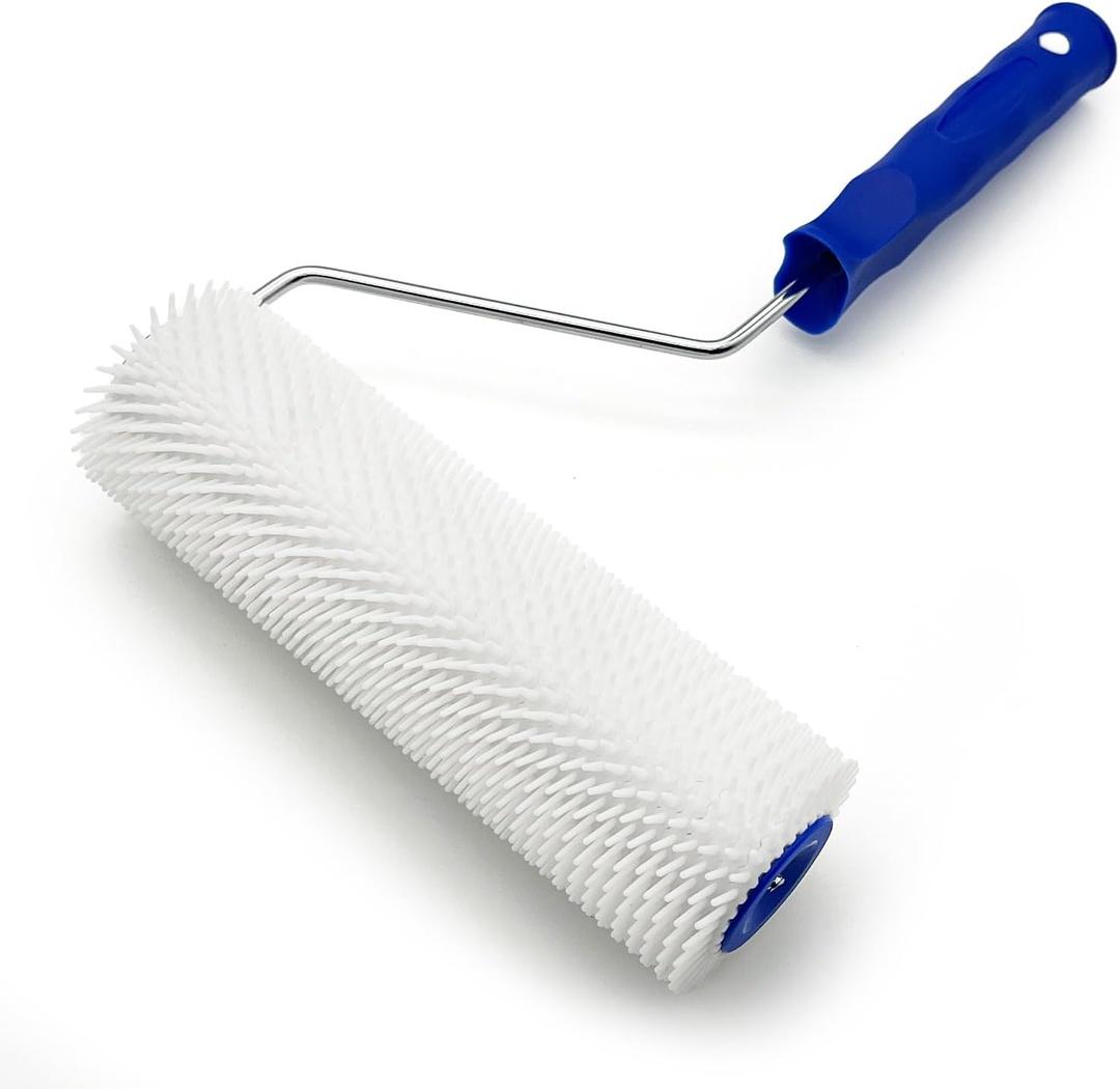 9 Inch Latex Floor Self Leveling Screed Spiked Roller for Epoxy Floor, Screed Compound Roller Bubble Remove Tool (1 Roller + 1 Frame)