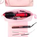 ANGENIL Large Capacity Heat Mat Hot Hair Iron Tools Travel Bag, 2 in 1 Portable Organizer Bags with Large Heat Resistant Mat for Hair Straighteners, Curling Irons, Hot Air Brushes, Travel Essentials (Blush)