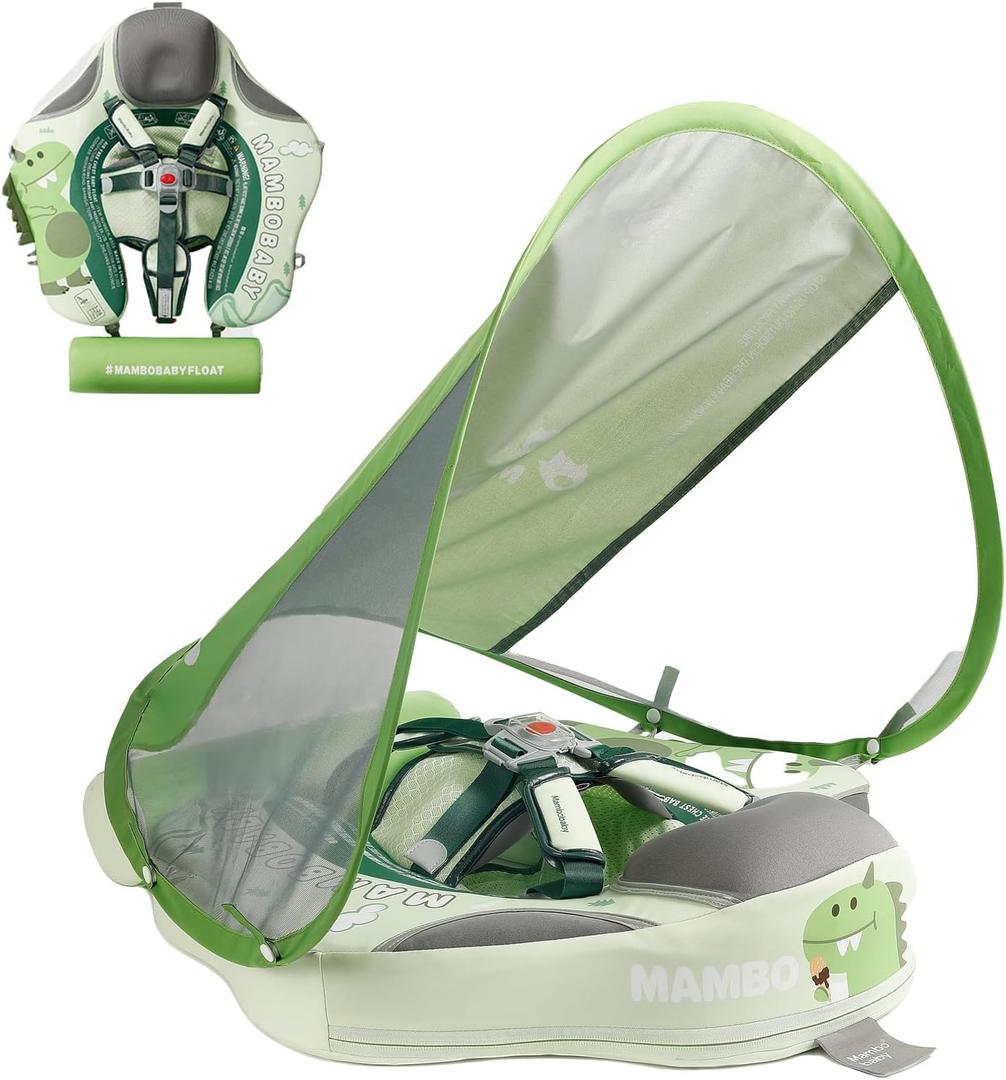 Mambobaby Float Deluxe Baby Pool Float: Safe & Comfortable Swim Trainer for Infants & Toddlers, Non-Inflatable Design, UV Protection Canopy, Fun Water Experience for Ages 3-24 Months
