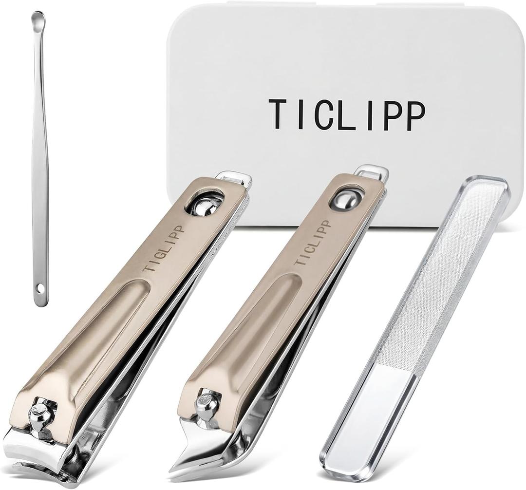 Heavy-Duty Stainless Steel Toenail Clippers Set with Built-in File, Sharp Precision Nail Cutter & Fingernail Trimmer for Men Women Seniors Thick Nails Daily Use