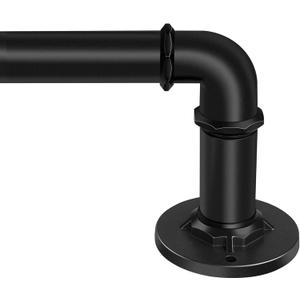 30-120 Inch Wrap Around Curtain Rod 1" Diameter for 30-114 Windows, Adjustable Curtains Rod, Black Industrial Curtain Rods for Windows Heavy Duty Window Treatment Rods for Blackout Curtains 1 Pack