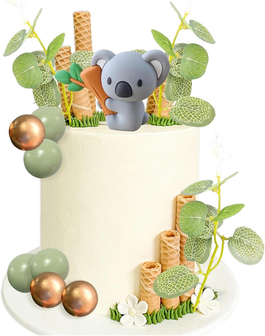 Koala Bear Cake Topper Cute Jungle Animal Baby Shower Jungle Koala Cake Decorations Safari Wild One Birthday Party Supplies