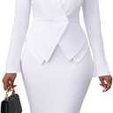 Salimdy Women's Suits 2 Piece Skirt Set Business Work Outfits Blazer Dress Jacket Pencil Skirts Suit Sets, XL