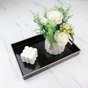 Spsyrine Black Bathroom Vanity Tray with Handles for Dresser Tops, Countertop, Perfume Decorative Tray, 11.8 * 7.87 *1.37
