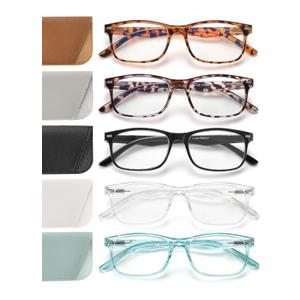 5 Pack Reading Glasses for Women, Spring Hinges Lightweight Readers Glasses,Blue Light Reading Glasses Anti Eyestrain, +1.0