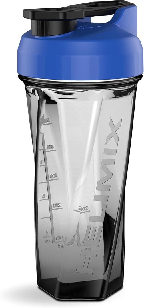 HELIMIX 2.0 Vortex Blender Shaker Bottle Holds upto 28oz | No Blending Ball or Whisk | USA Made | Portable Pre Workout Whey Protein Drink Shaker Cup | Mixes Cocktails Smoothies Shakes | Top Rack Safe (Blue)