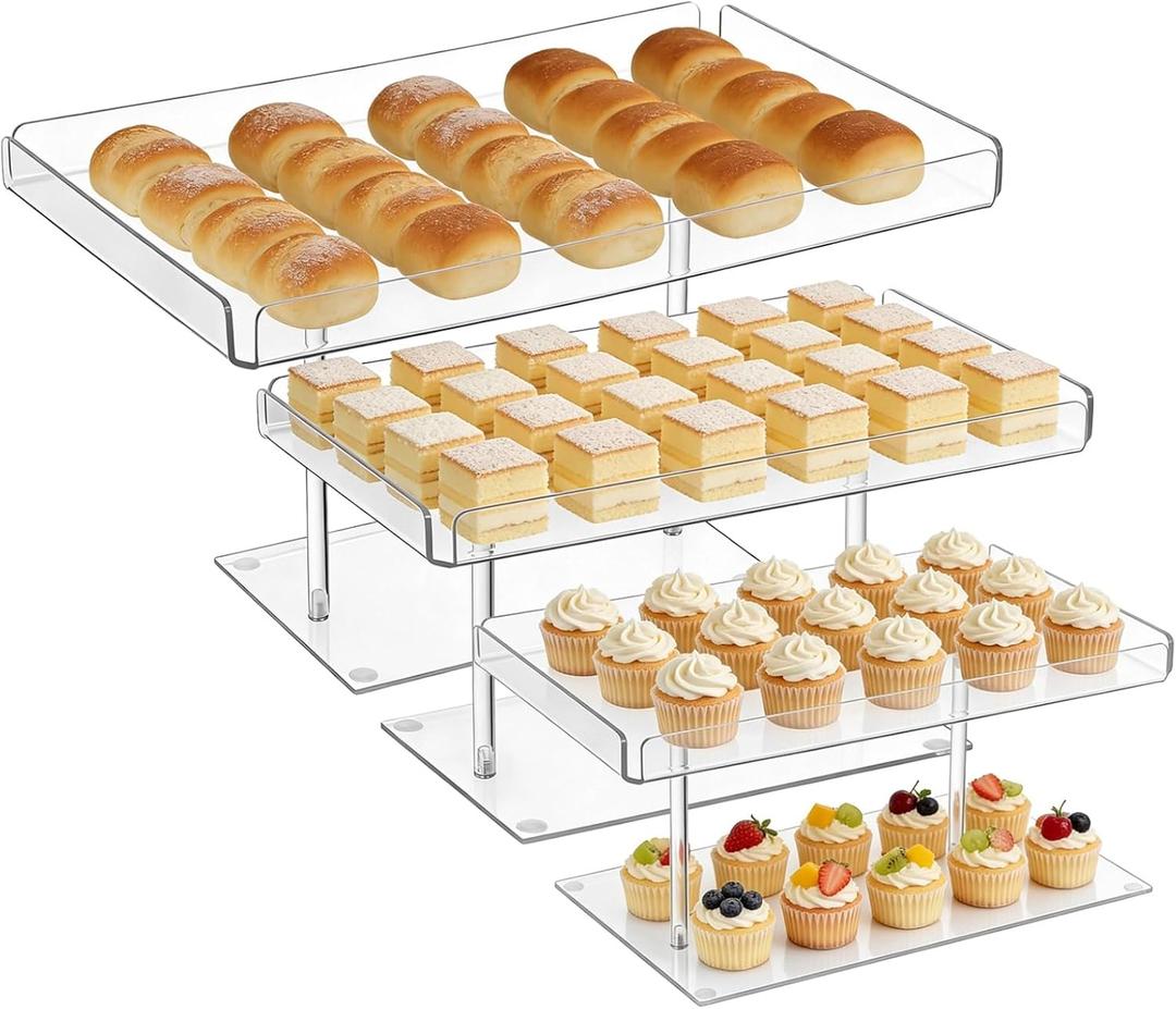 3PCS Dessert Table Display Set, Clear Acrylic Cupcake & Buffet Riser Shelf, Dessert Stands for Cupcakes Pastry, Dessert Display Stands for Weddings, Parties & Events (3 Pack)