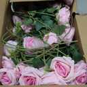 Sggvecsy 50 Pcs Artificial Roses Fake Flowers Velvet Silk Roses with Stems Bulk Realistic Faux Flowers for Bridal Bouquets Wedding Centerpieces Valentines Day DIY Home Party Decor (Pink)