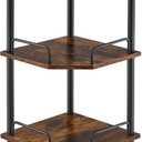 Tajsoon Corner Shelf Stand, 3 Tier Industrial Corner Shelves, Multipurpose Standing Display Shelf, Corner Shelving Unit for Bedroom, Living Room, Office, Kitchen, Rustic Brown